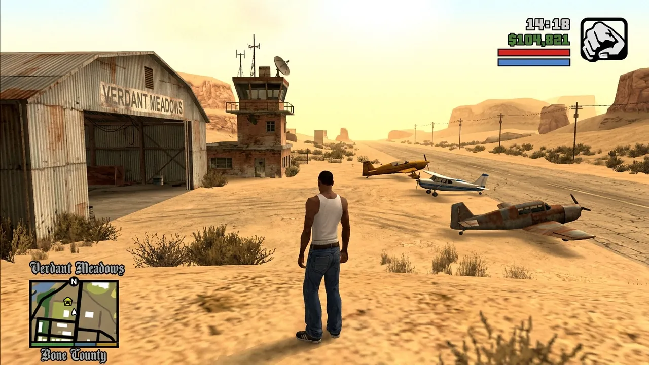 Verdant Meadows airstrip runway flight tests in GTA San Andreas