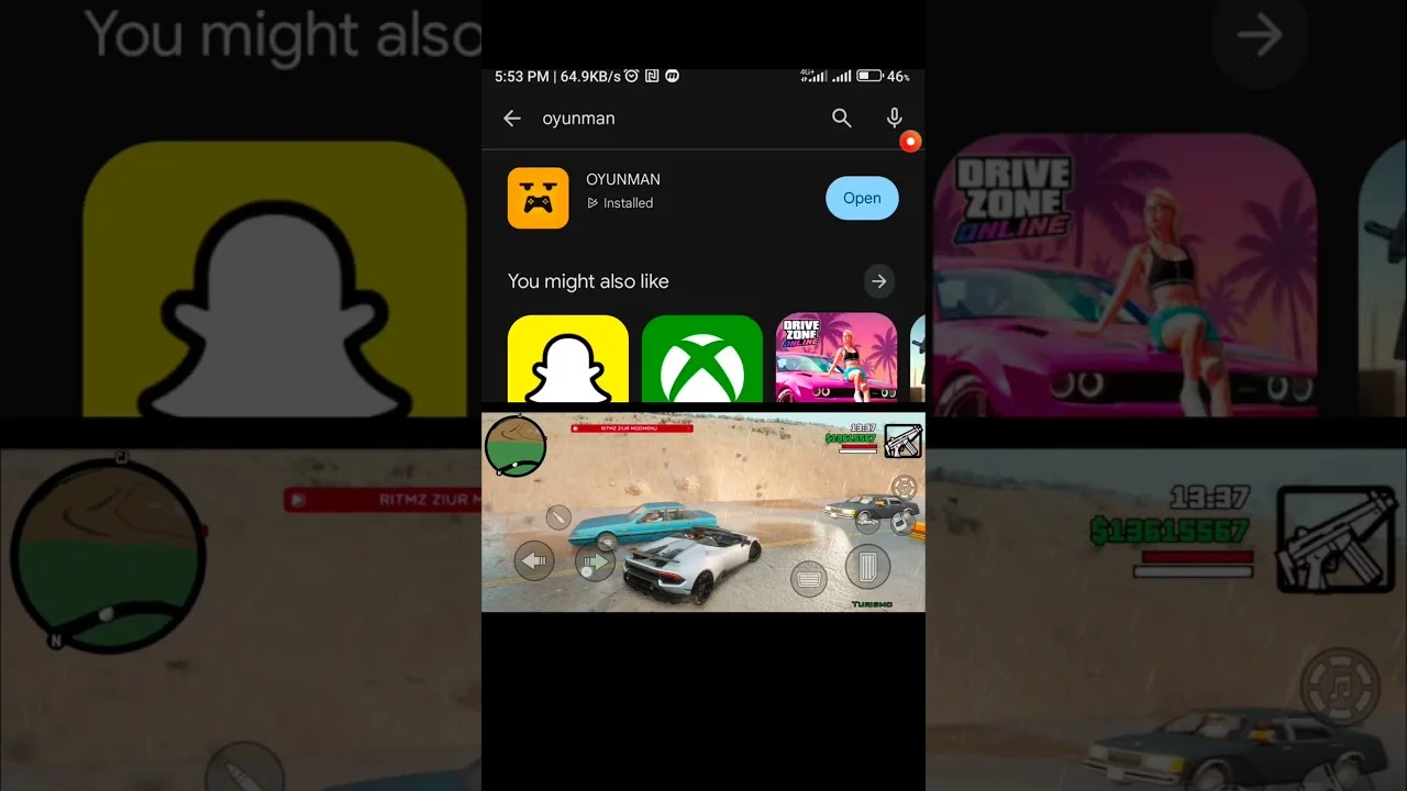 GTA San Andreas mobile Display Setup menu options