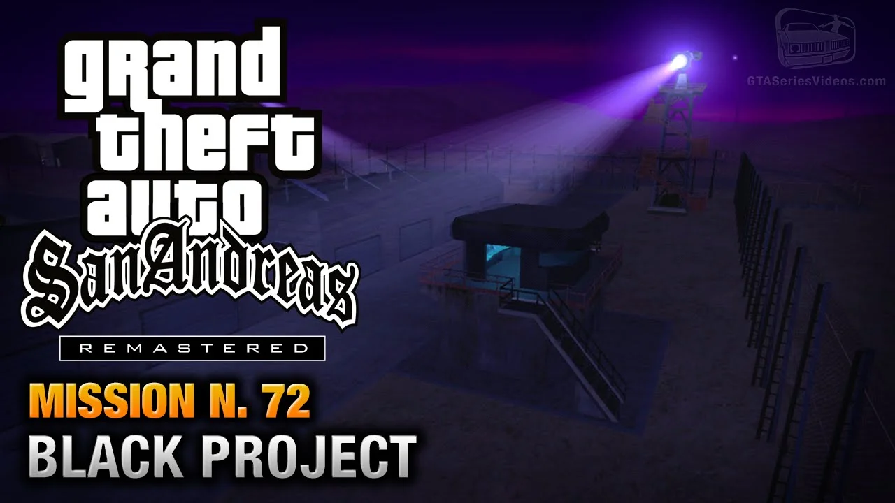 Carl Johnson equipping the Jetpack inside the subterranean Area 69 launch silo